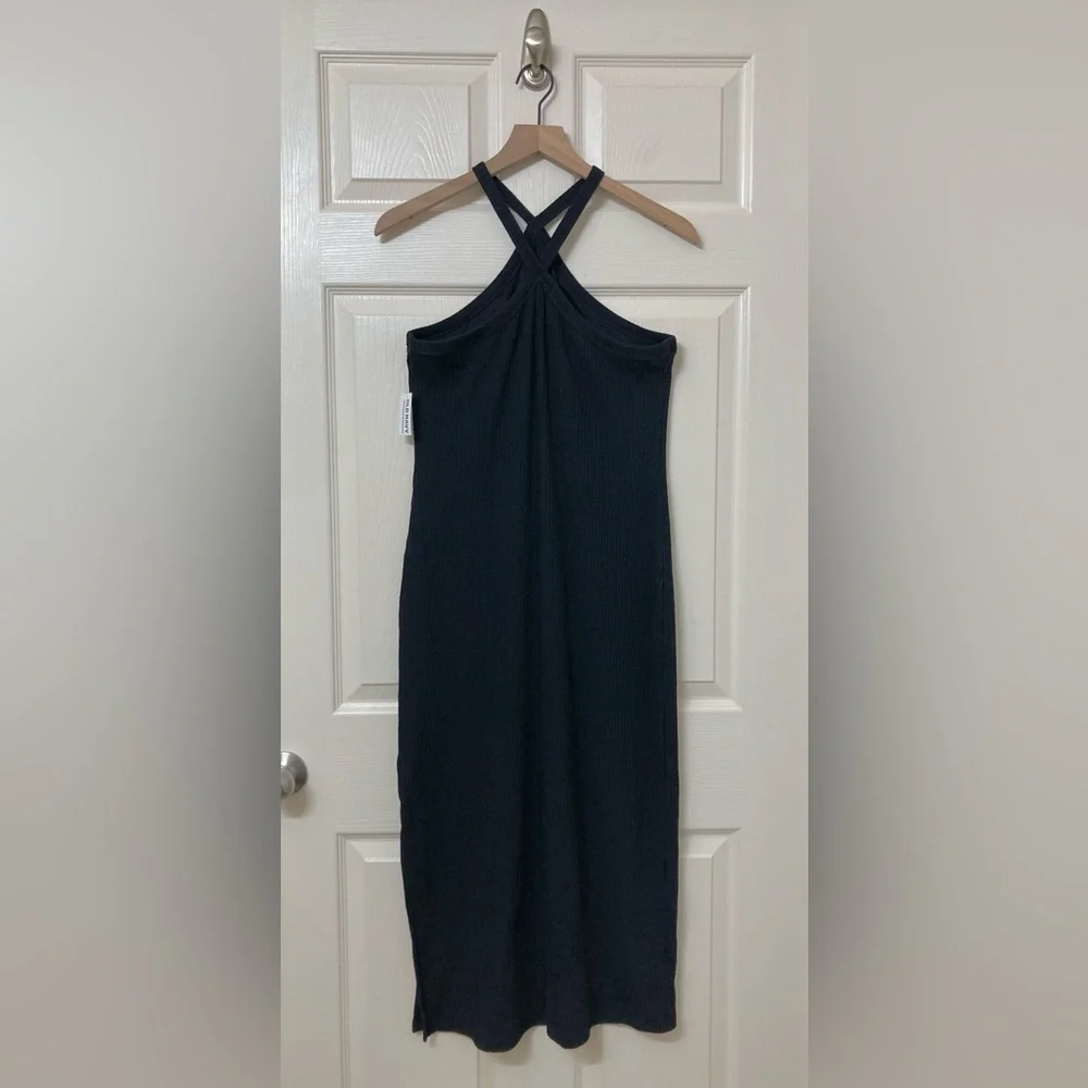 Old Navy Women’s Black Fitted Rib Knit Halter Midi Dress XL Resort Beach Summer - Picture 7 of 9